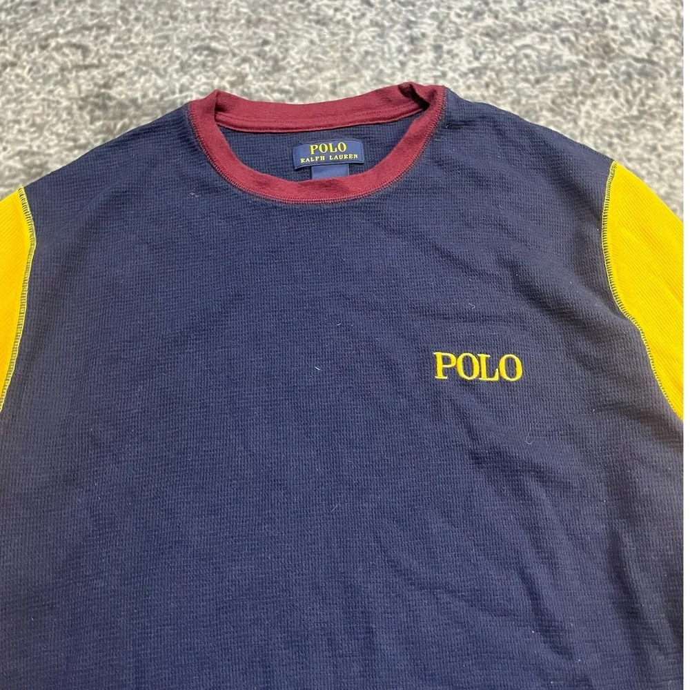 Polo Ralph Lauren Long Sleeve Waffle Thermal Shirt‎ Mens XL Color Block
